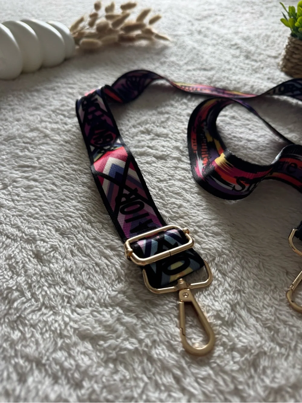 Colorful Adjustable Replacement Crossbody Bag Strap with Gold Clips